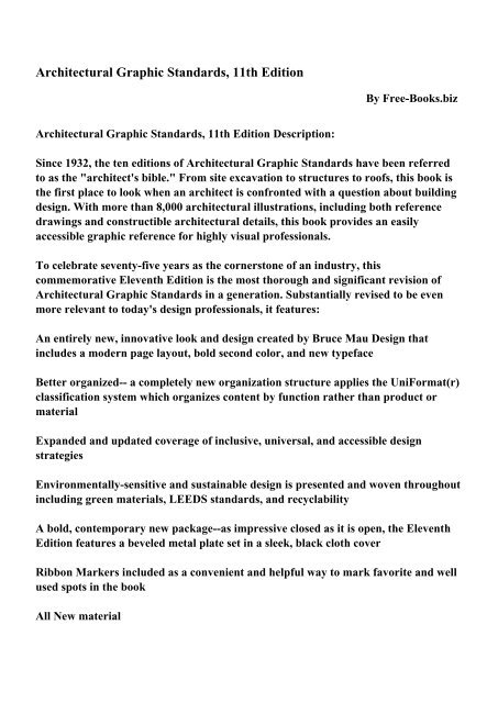 Architectural graphic standards 12th pdf